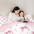 thumbnail image 5 of Feelyou Fashion Princess Bow Queen Comforter Set for Child, Kawaii Bowknot Pink Bedding Sets, Fairy Tale Princess Reversible Bedding Comforter Set, Ultra Soft Bedroom Decor, 3 Pieces, 5 of 8