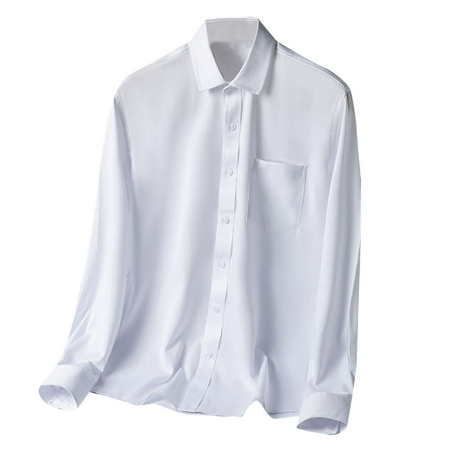 Men's Solid Color Long Sleeve Casual Business Shirt - Non Ironing Overalls