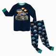 thumbnail image 5 of CAUYDY 5-6T 7-8Y 9-10Y Kids Sleepers Boy Clothing for Child Long Sleeve Top Elastic Waist Pants 2PCS Fall Winter Set Boys Pjs Sizes 6-7 Years,Black, 5 of 6