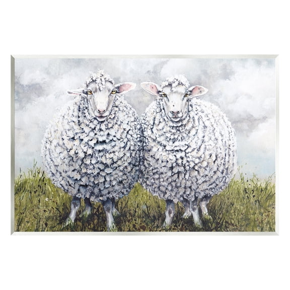 Stupell Industries Sheep Duo Farm Landscape Animals & Insects Painting Unframed Art Print Wall Art, 19 x 13