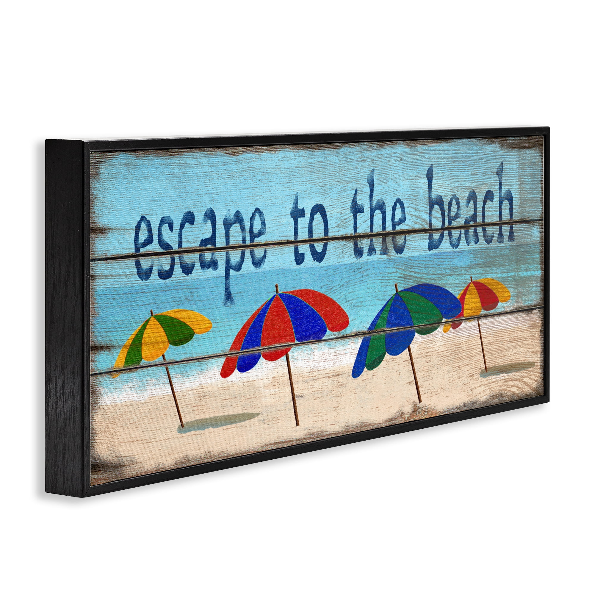 Stupell Industries Beach Escape Umbrellas Black Framed Giclee Art, design by Gail Fraser