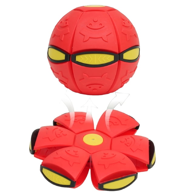 Upgraded Kids' Stomp & Bounce Flying Disc Ball - Bear Design Red, Non-LED Version, Plastic Material, Promotes Active Play & Coordination, Ideal for Outdoor Fun, All Ages, Lightweight 203g, Folded