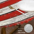 thumbnail image 4 of Round Tablecloth 4th of July Elastic Edge Fitted Patriotic Wood American Flag Plastic Table Cover,Waterproof Oil Proof for Dinner,Outdoor, Picnic, 36" - 44"&nbsp; DIA Tables Red White and Blue, 4 of 6