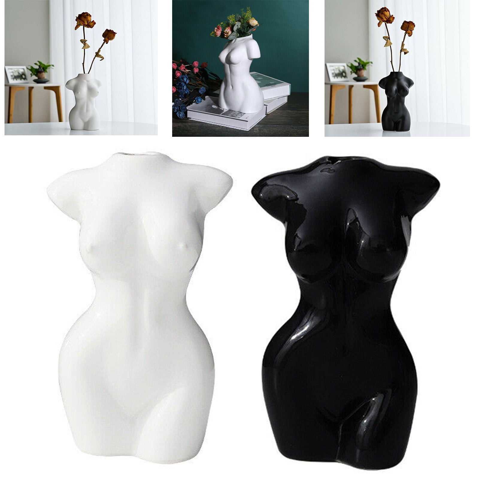 Details about   Nordic Creative Ceramics Little People Body Art Flower Pot Desktop Window Crafts 