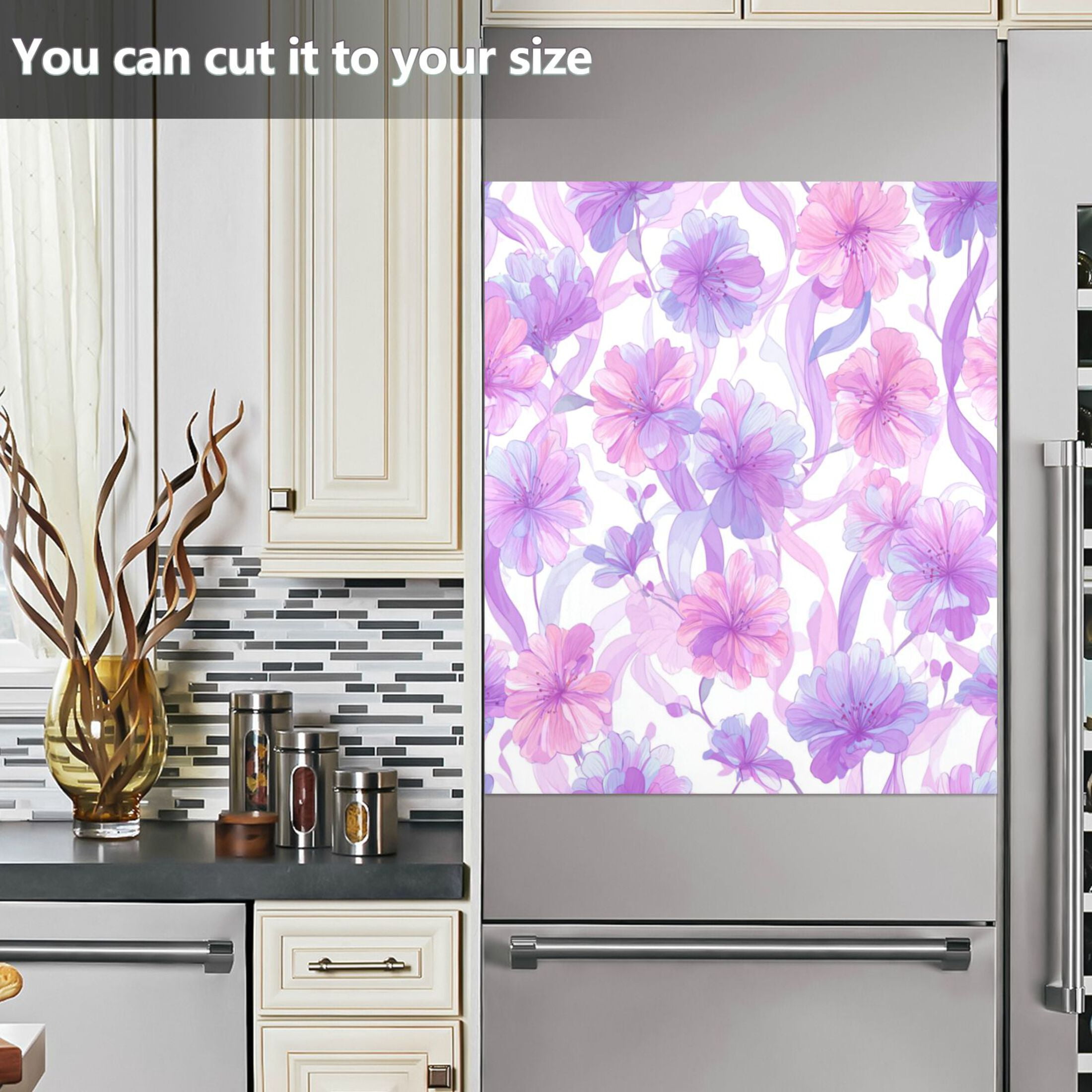 Dishwasher Magnetic Refrigerator Magnet Cover Sticker Home Decorative 23"x26" Light Pink Peach Blossoms