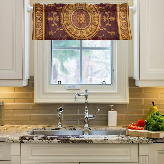 Boho Mandala Vintage Curtain Valances Farmhouse Design Window Treatment Decor Blackout Rod Pocket for Windows Living Room Kitchen 54" x 18"