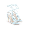 thumbnail image 3 of BLISSFUL STEP Flower Lace Up Stiletto Heel Slingback Strappy Heels Sandals for Women Light Blue (Size 6), 3 of 7