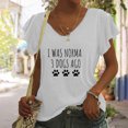 thumbnail image 3 of Camiseta informal para mujer, blusa estampada con volantes, manga corta, cuello en V, Tops Fridja  ghk7195, 3 of 5