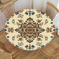 thumbnail image 6 of Round Fitted Tablecloth with Elastic Round Outdoor Tablecloth for 45" - 52" Round Tables Waterproof Round Table Cover for Indoor Dinner, Picnic, Camping, Yard (Boho), 6 of 6