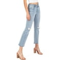 thumbnail image 2 of Vervet Womens Juniors Cropped Kick Flare Raw Hem Jeans (Light Denim, 29), 2 of 4