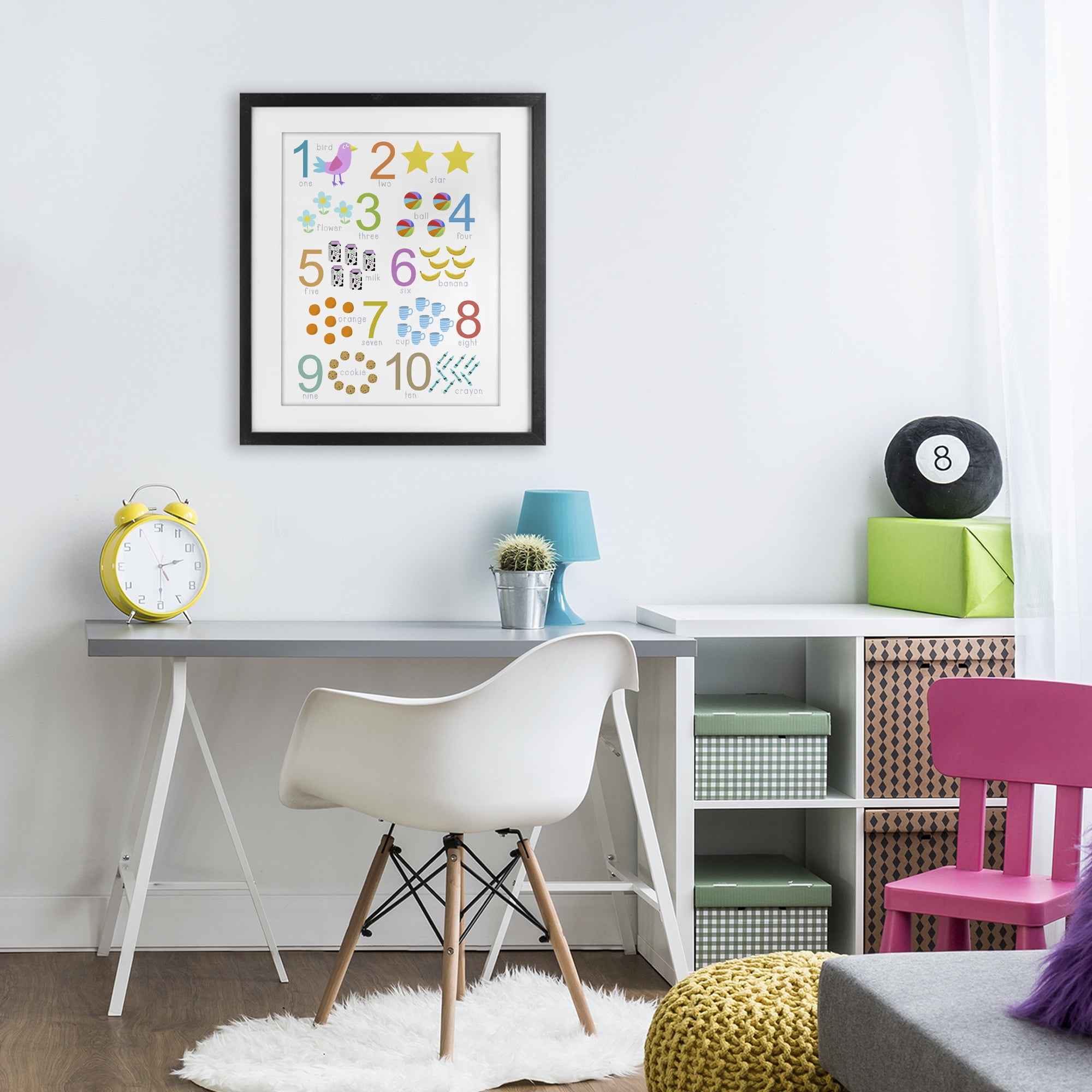 Fun Learning To Count Black Framed Print Under Glass, design by Carla Daly
