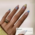 thumbnail image 3 of Fofosbeauty 24pcs Summer Press on False Nails Tips, Almond Fake Nails, Flowers in French Blue, 3 of 7