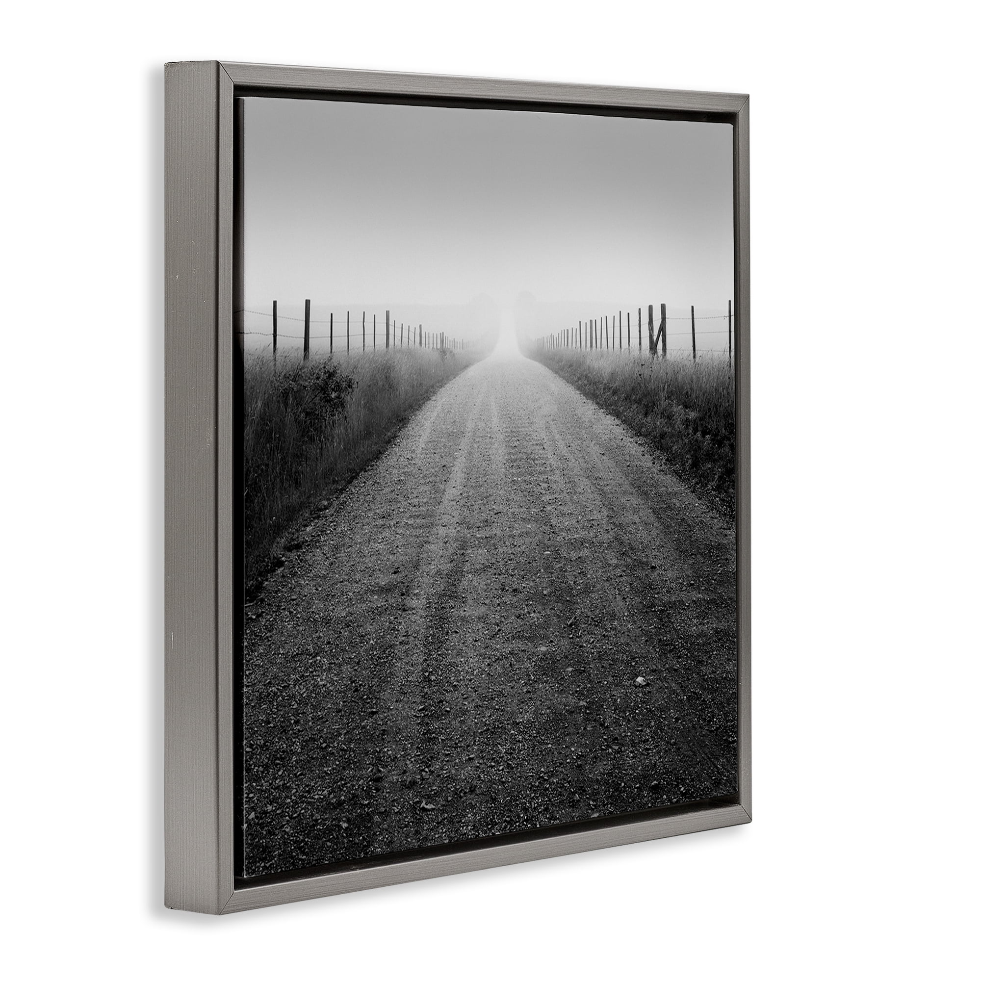 Stupell Industries Country Road in Morning Mist Gray Framed Floater Canvas Wall Art, design by Chip Forelli