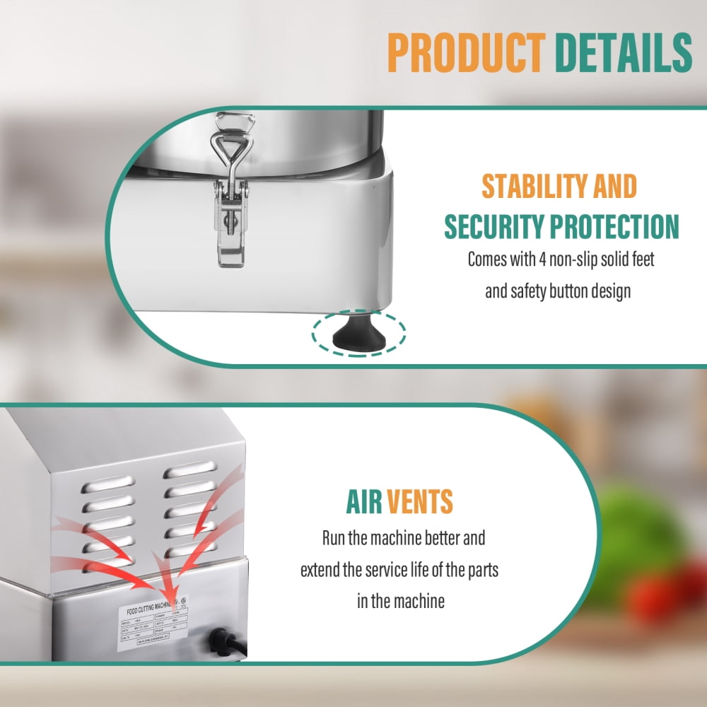 Commercial Food Processor, 1800w Stainless Steel Food Processors, Heavy Duty Electric Vegetable Chopper with Variable Speed Control 6l Large Capacity, Suitable for Commercial Kitchens and Restaurants