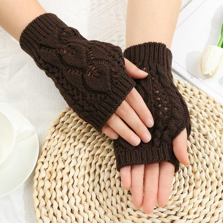 Stylish Arm Crochet Knitting Short Winter Gloves Faux Wool Mittens