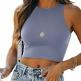 thumbnail image 3 of Crop Tank Tops for Women Seamless Casual Crew Neck Sleeveless Basic Solid Slim Fit Stretchy Sexy Cropped Cami Top Vest, 3 of 7