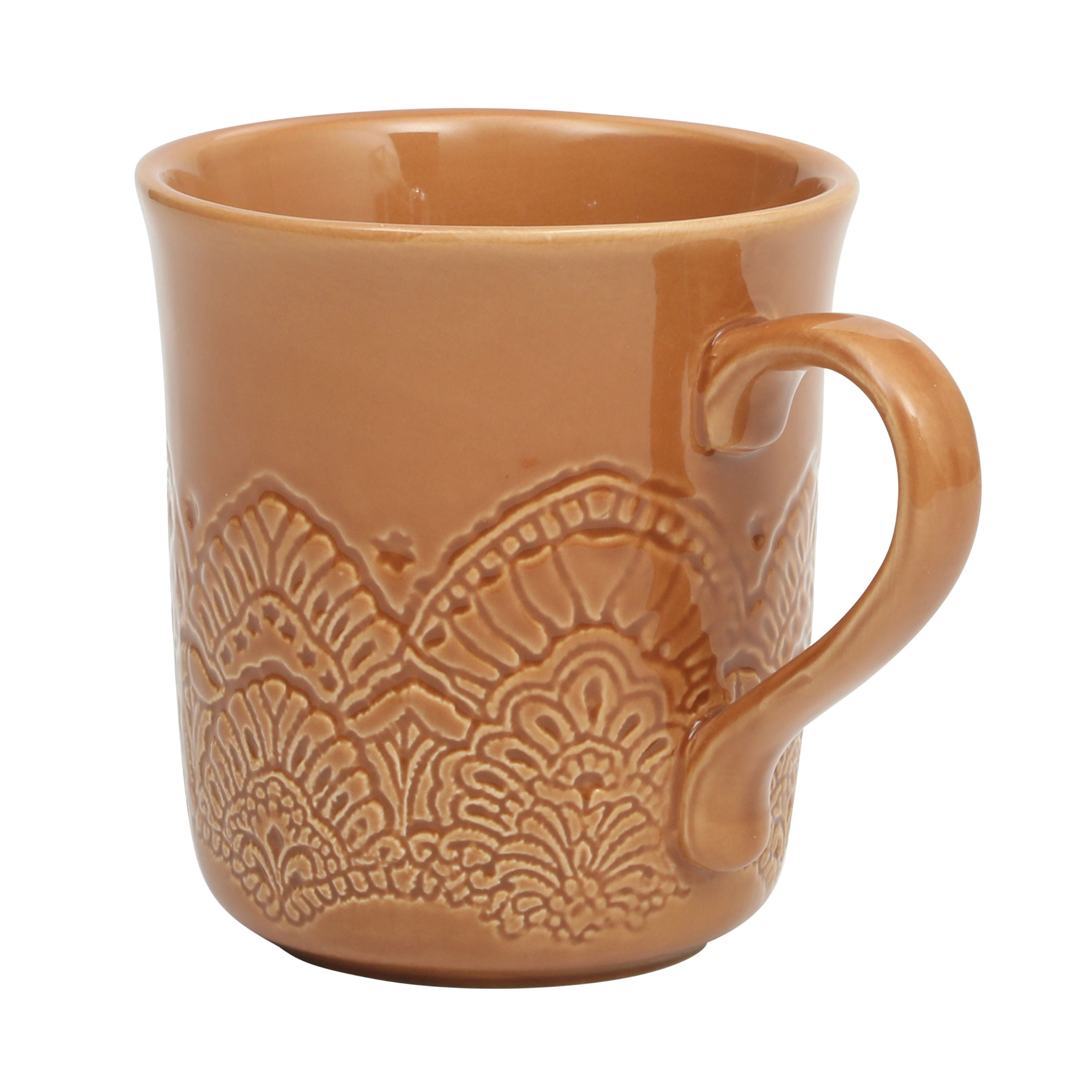 The Pioneer Woman Vintage Lace Caramel 4-Pack Ceramic Mug Set