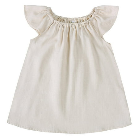 MEZZALL Kids Toddler Baby Girls Spring Summer Solid Color Ruffle Sleeveless Princess Dresses Trendy Baby Wear 4-5Y
