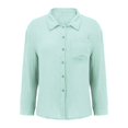 thumbnail image 6 of Lixiuxyad Button Down Shirts for Women Women's Casual Long Sleeve Shirt With Side Slits And Pocket Versatile Basic Top For Spring Summer Fall Everyday Wear Beach Date Outfit,Green, 6 of 7