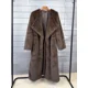 thumbnail image 2 of Abrigo largo de piel sintética para mujer, cárdigan grueso de lana con solapa de lujo, de felpa esponjosa, ropa de calle cálida, color marrón, novedad de invierno, 2 of 5