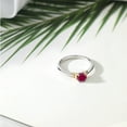 thumbnail image 4 of Gem Stone King 925 Sterling Silver and 10K Yellow Gold Red Created Ruby Solitaire Engagement Ring for Women (0.60 Cttw, Round 5MM, Gemstone July Birthstone, Size 6), 4 of 4