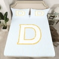 thumbnail image 2 of Feelyou Blue Initial D Letter Twin Sheet Sets, Modern Striped Abstract Twin Fitted Sheet, Simple Fashion Style Flat Sheet, Ultra Soft Bedroom Decor, 3pcs, 2 of 7