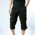 thumbnail image 2 of ZVNAΖH Mens 3/4 Long Cargo Shorts Loose Fit Elastic Work Capri Shorts Below Knee Casual with 7 Pockets, 2 of 3