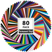 HTVRONT 80 PCS Permanent Adhesive Vinyl Sheets include 70 Vinyl Sheets 12" x 12" & 10 Transfer Tape Sheets for Cricut