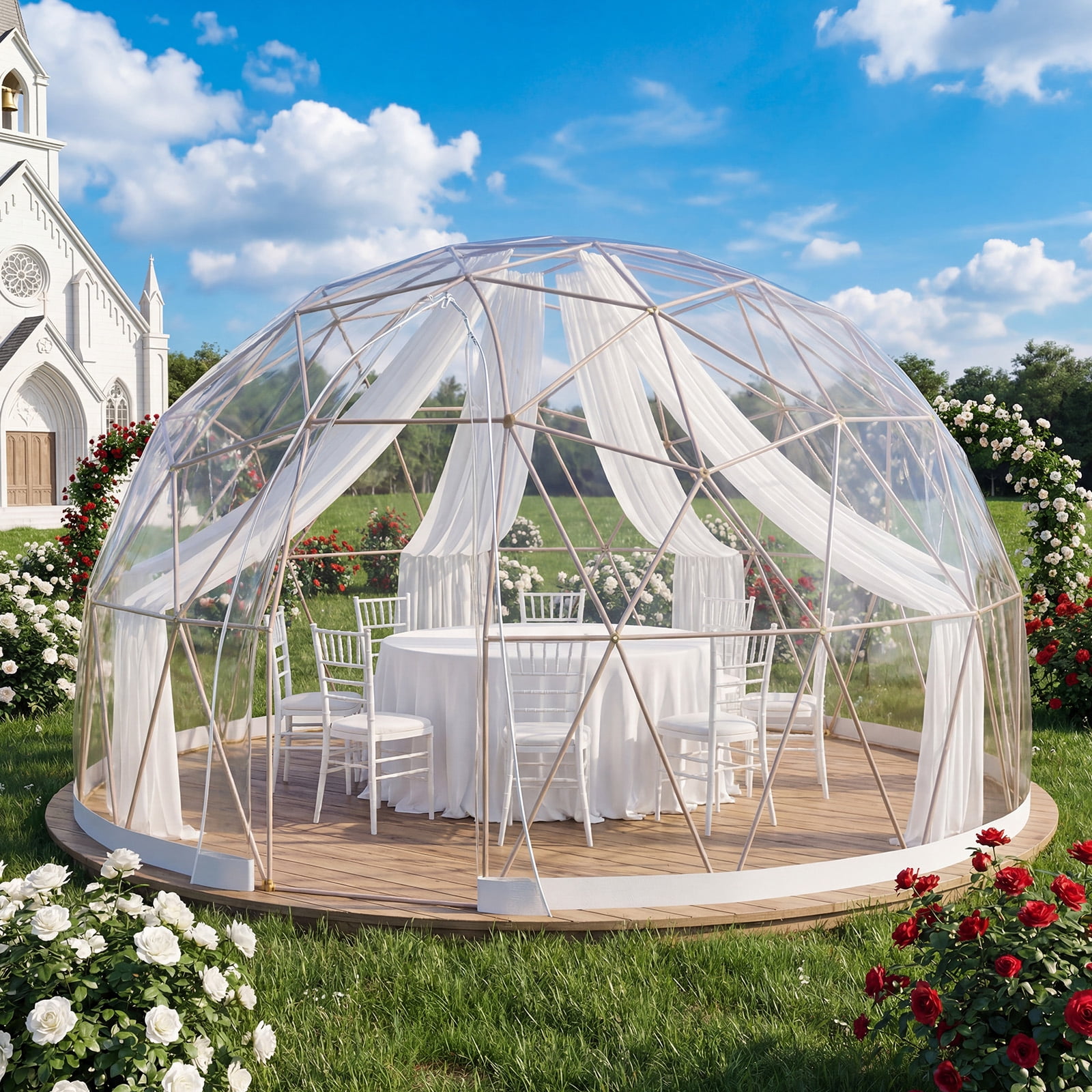 YODOLLA Garden Dome Igloo,12x12ft Outdoor Igloo Tent Dome for 4–7 People,Garden Plastic Globe House Backyard Patios Camping Party Wedding