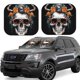 thumbnail image 1 of Balery Flower Horn Skull A Parasol para parabrisas de coche de 2 piezas | Parasol plegable para parabrisas delantero de coche para la mayoría de sedanes-Large, 1 of 6