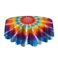 thumbnail image 5 of Rainbow Tie Dye Sunburst Round Tablecloth 60"x60",Wrinkle Wipeable Table Cloth for Kitchen Dining Room Picnic Patio Party, 5 of 6