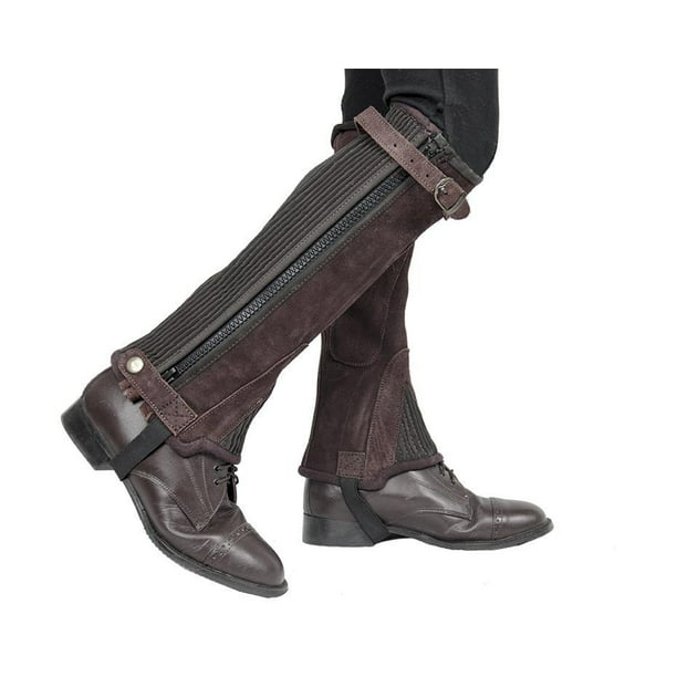 Overvloed Reusachtig werkzaamheid Adult & Kids Suede Leather Half Chaps Zipper & Elastic for Horse Riding or  Motorcycle Use - Brown / Small - Walmart.com