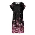 thumbnail image 3 of Pop Seller Women's Round Neck Casual Short Sleeve Ruffle-Trim Summer Mini Dresses Black 4XL, 3 of 4