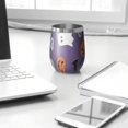 thumbnail image 3 of 12oz Stemless Wine Tumblers Purple Halloween Ghosts Skulls and Bats Vacuum Insulated Stainless Steel Travel Tumbler Cups Mug with Lid and Straw for Champaign,Cocktail,Beer with Cleaning Brush, 3 of 5