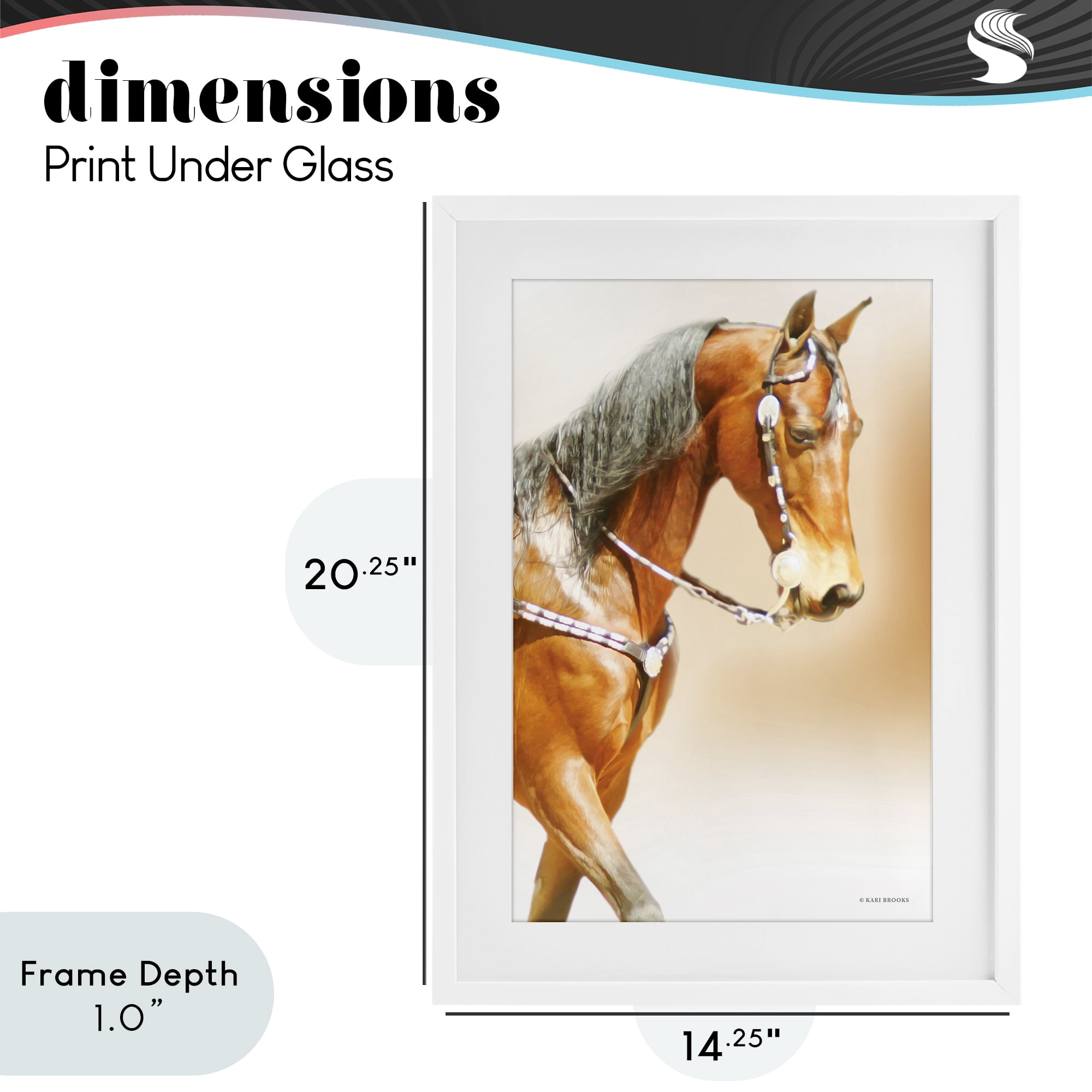 Stupell Industries Brown Majestic Horse White Framed Print Under Glass, design by Kari Brooks