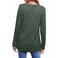 thumbnail image 4 of Long Sleeve Shirts for Female Loose Fit Crew Neck Blouse Dressy Casual Fall Winter Pullover Outfits Green M, 4 of 5