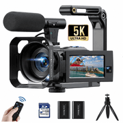 Campark 5K Video Camera Camcorder Dual Lens 3”Touch Screen 56MP Digital Vlogging Cameras for YouTube with Microphone