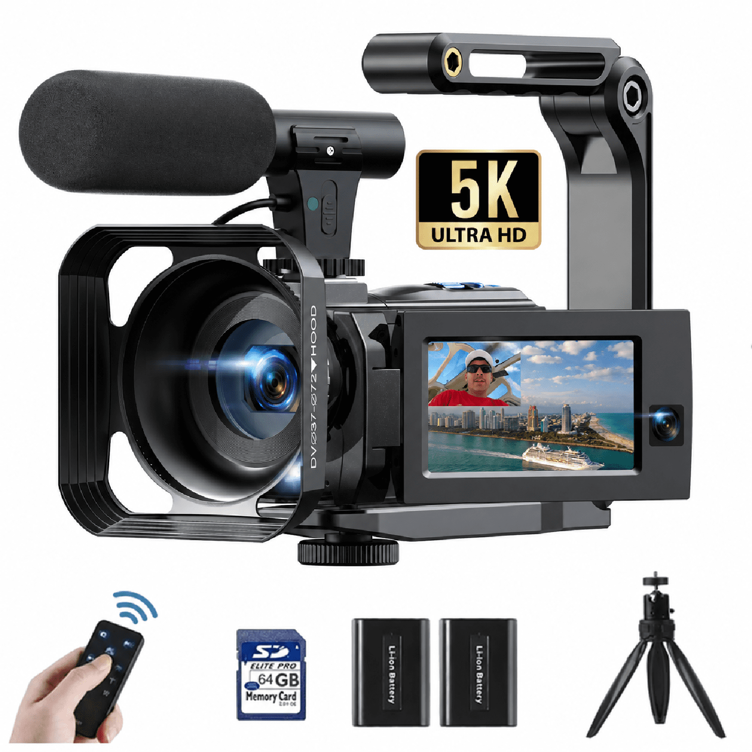 Campark 5K Video Camera Camcorder Dual Lens 3”Touch Screen 56MP Digital Vlogging Cameras for YouTube with Microphone