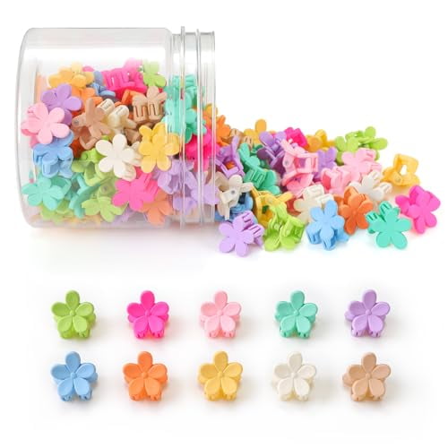 Mini Flower Hair Clips 100Pcs, Small Hair Clips Mini Claw Clips Cute Jaw Clips Hair Pins Hair Barrettes Hair Accessories for Women Girls Kids Teens Multicolor