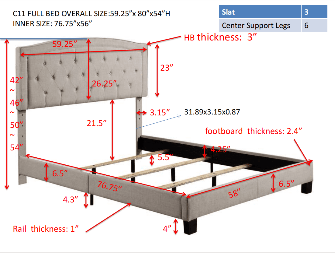 BSHTI Modern Full Size Platform Bed Frame with Upholstered Headboard and wood slats support for Livingroom, Box Spring Required