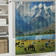 thumbnail image 6 of Chilfamy  Scenery Shower Curtain, Animal Farm with Horses in The Vast Combe with Mountains Desert Art Photograph, Cloth Fabric Bathroom Decor Set with Hooks White, 6 of 7