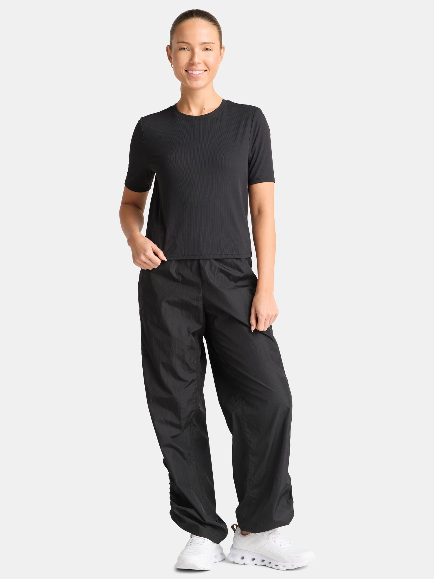 Avia Women's Ribbed Crop Tee with Short Sleeves, Sizes XS-XXXL