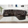 thumbnail image 2 of Pemberley Row PU Leather Brown L-Shaped Recliner Sectional Sofa Durable Unassembled, 2 of 8