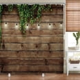 thumbnail image 2 of Outdoor Barn Door Shower Curtain Garden Scenery Wooden Rustic Farmhouse Green Leaves Antique Brown Wall Lights Bathroom Home Decor Waterproof Polyester 72WX72H Inch 12 Pack Hooks, 2 of 6