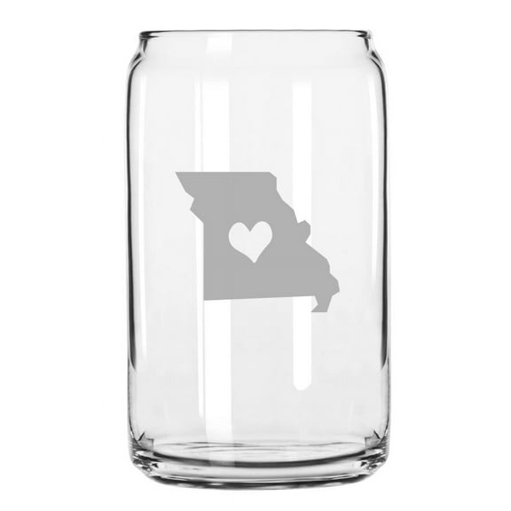 Missouri Heart States Etched 16oz Libbey Can Glass
