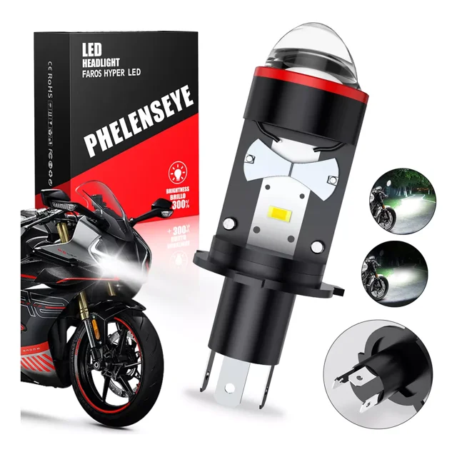 Faro Led Moto H4 9003 Hb2 Lupa Luz Alta Y Baja Foco 1pzs