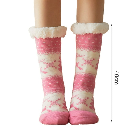 Opvise Womens Socks 1 Pair Comfortable Floor Socks Portable Acrylic Fiber Christmas Element Pattern Women Sleep Socks for Winter Dark Blue