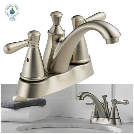 Centerset Bath Faucet - Delta Peerless 2-Handle High Arc Bathroom Sink Faucet 4 in. Bath Centerset in Brushed Nickel