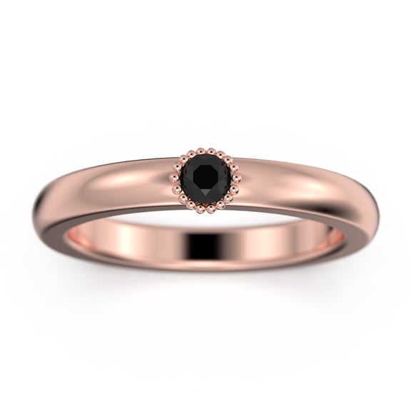 0.17ct Vertex Black Diamond Moissanite Ring 18K Rose Gold Over Silver Wedding Band