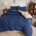 thumbnail image 3 of PinkMemory Royal Blue Duvet Cover King,Reversible Royal Blue and Camel Bedding Set with Pillowcases Soft Durable Zipper, 3 of 7